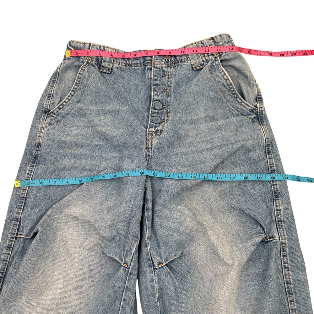 Free People Newbies Solid Slouchy Jeans Stone Wash Wide Leg Size Small Baggy Y2K - Picture 4 of 16